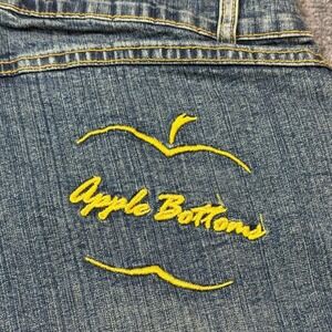 VTG Apple Bottoms Womens Jeans Size 14W Capri Distressed Blue Embroidered NWOT